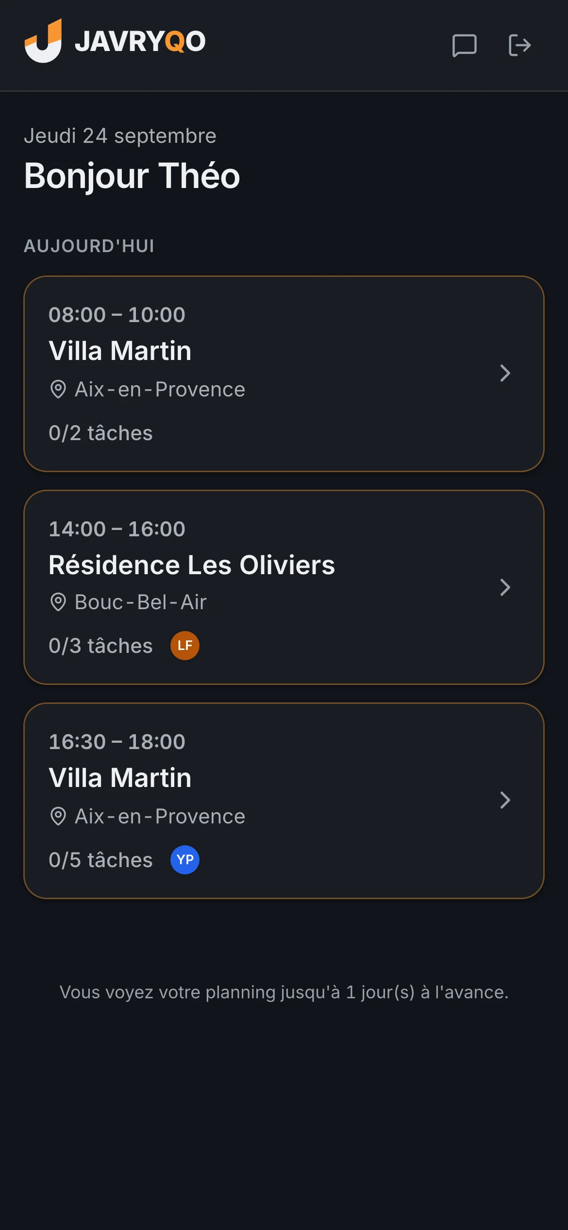 L'application terrain : la journée du salarié, chantier par chantier